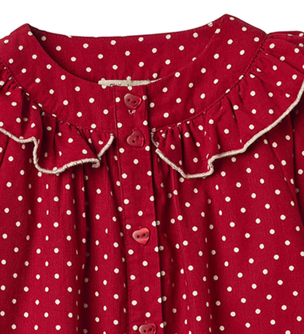 Fliink Kjole - Fløjl - Dolly Dot - Pompeian Red