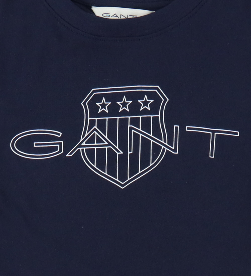 GANT T-shirt - Relaxed Contrast Shield - Evening Blue