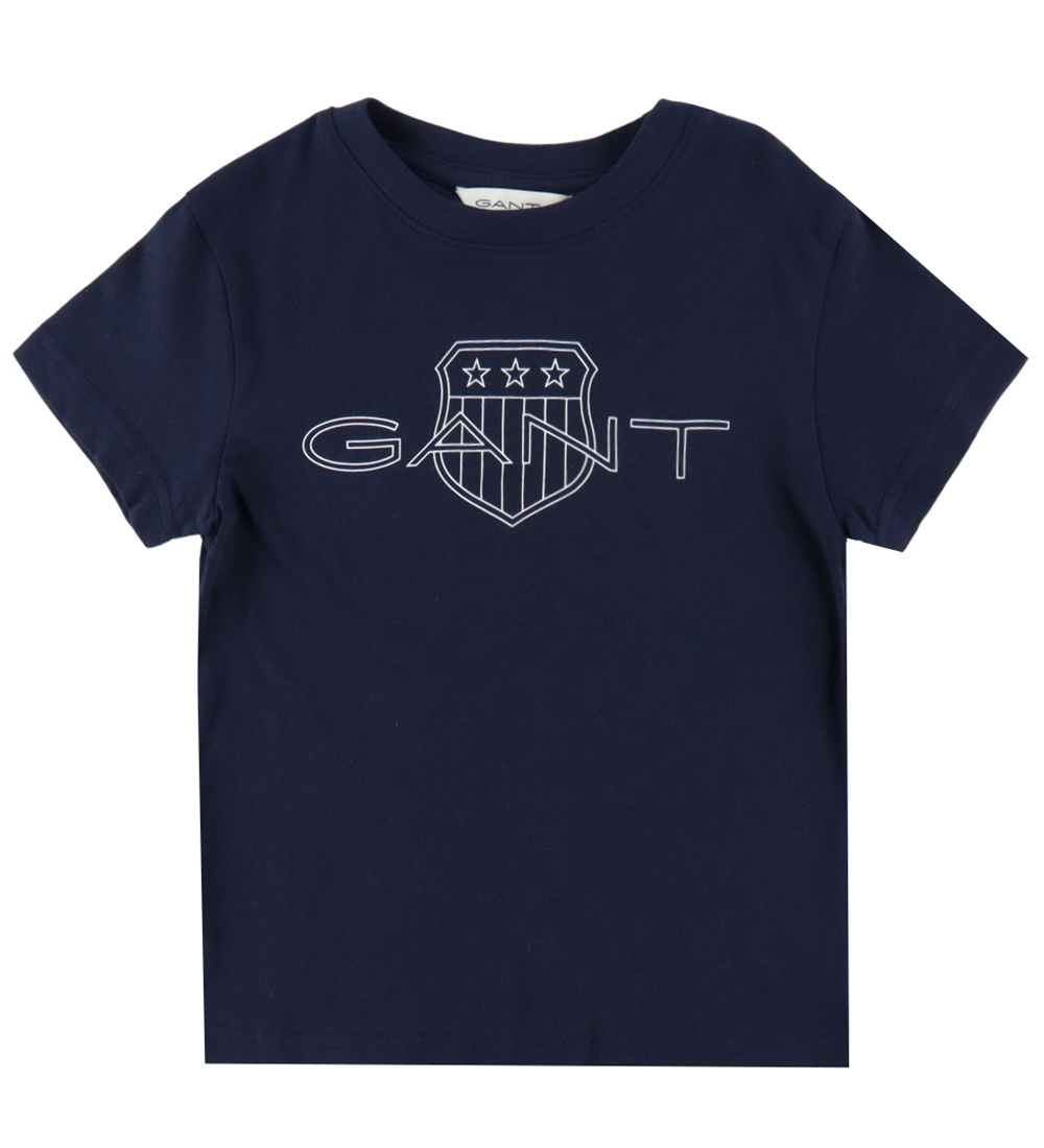 GANT T-shirt - Relaxed Contrast Shield - Evening Blue