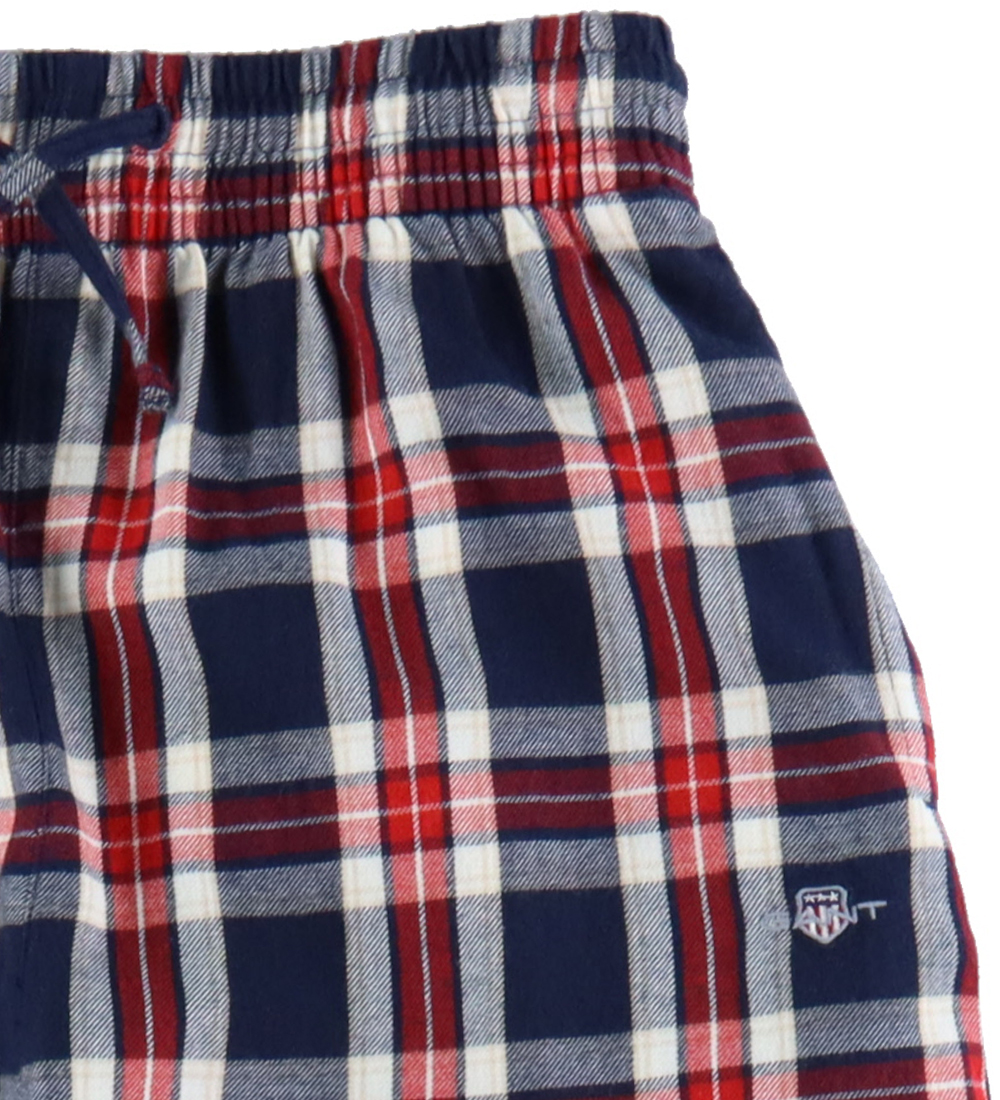 GANT Natbukser - Flannel Check - Evening Blue