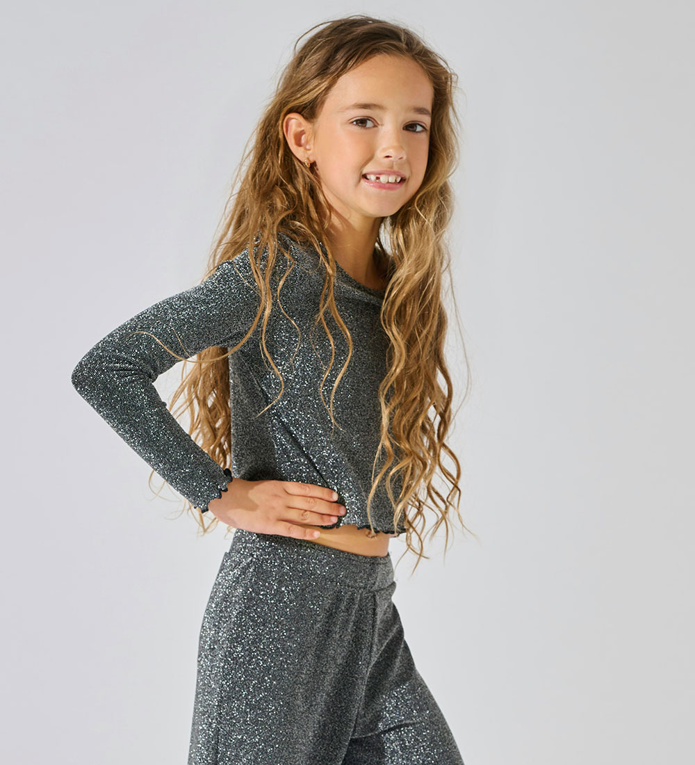 Kids Only Bluse - KogQueen - Black/W. Silver m. Glitter