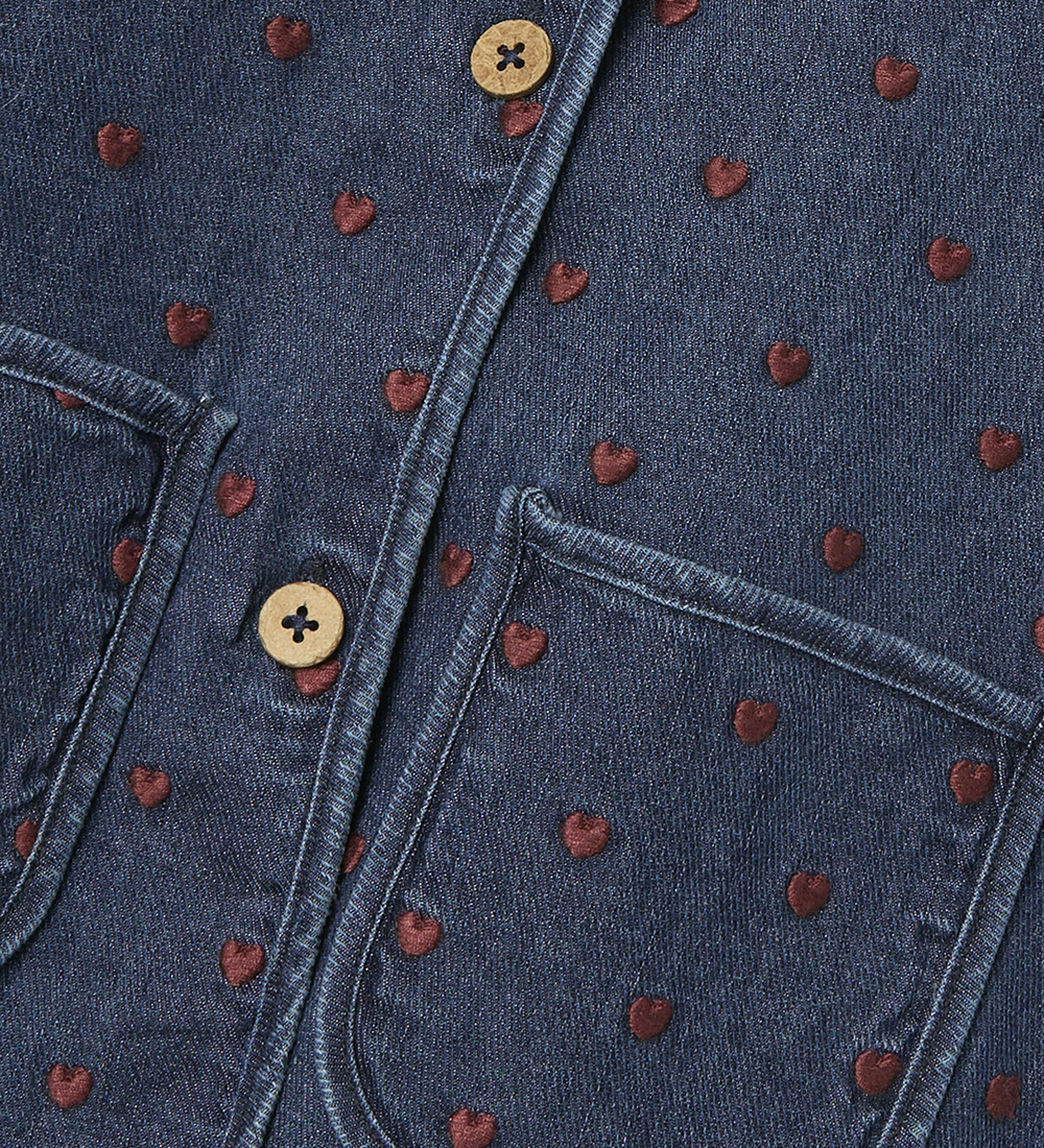 Lil Atelier Denimjakke - NmfLiva - Dark Denim/Heart Embroidery