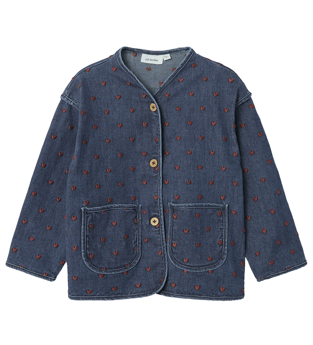 Lil Atelier Denimjakke - NmfLiva - Dark Denim/Heart Embroidery