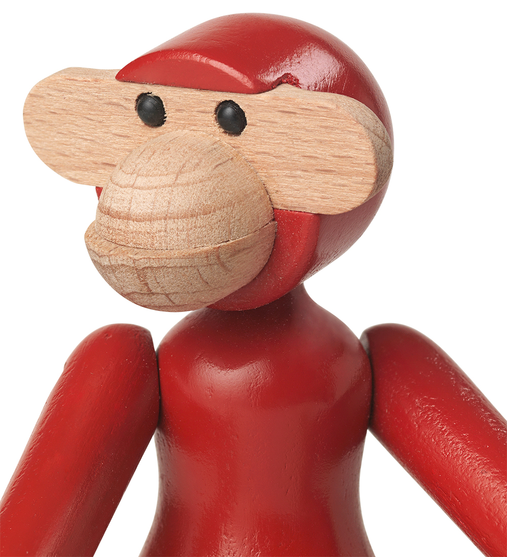 Kay Bojesen Træfigur - Abe - 9,5 cm - Vintage - Mini - Rød