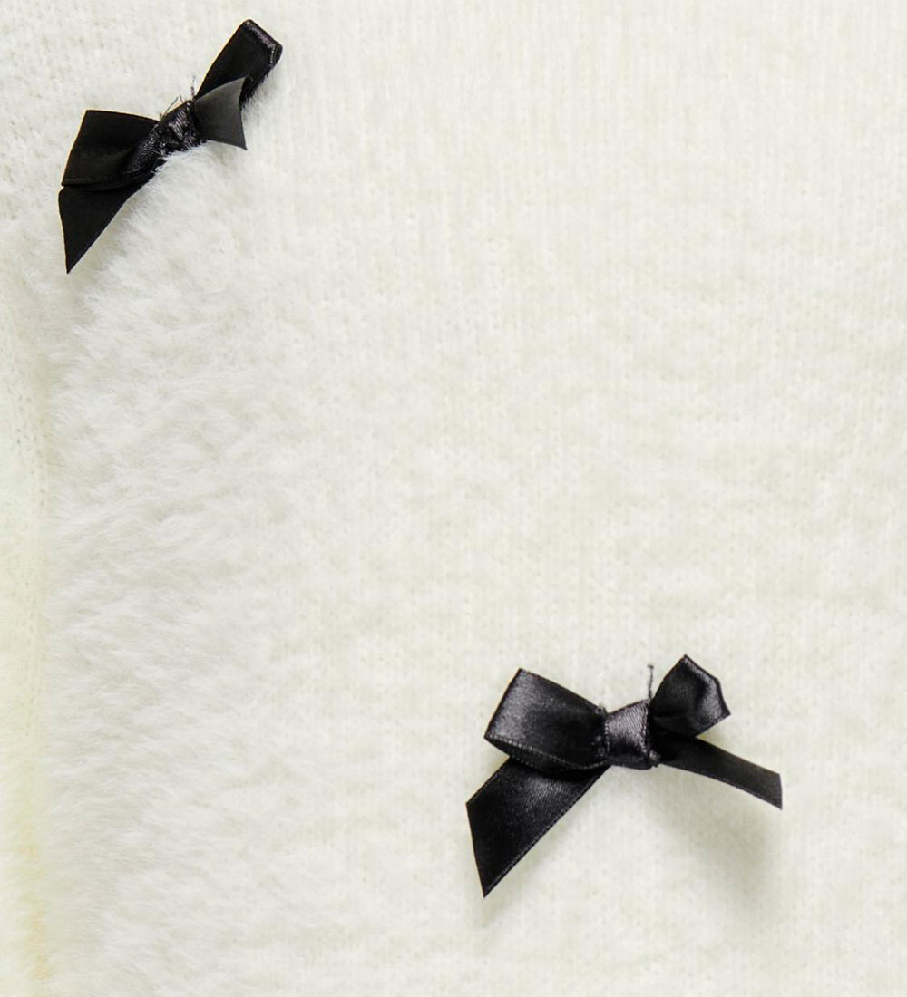 Kids Only Bluse - Strik - KogPiumo - Cloud Dancer/Black Bows