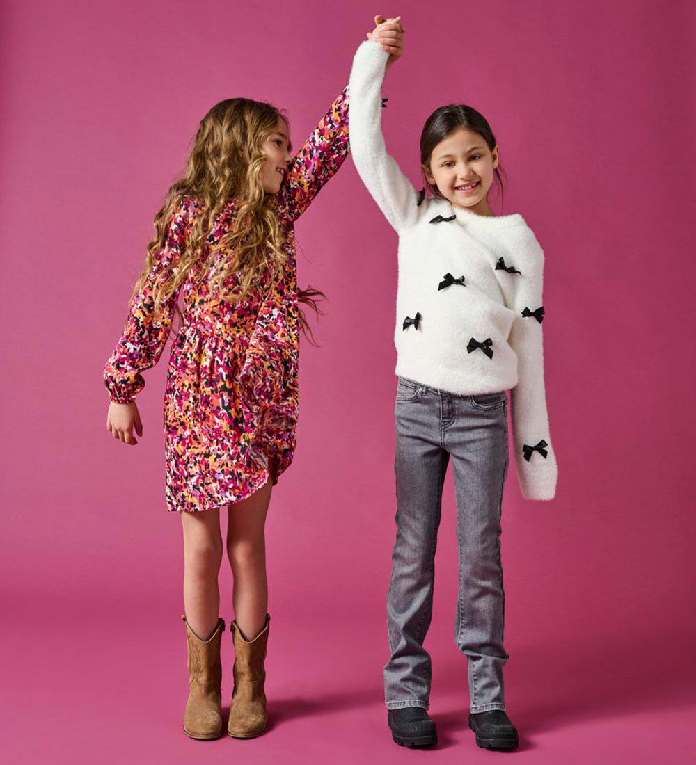 Kids Only Bluse - Strik - KogPiumo - Cloud Dancer/Black Bows