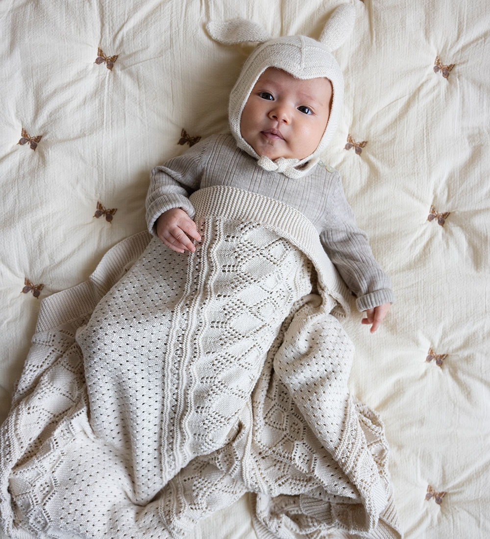 Cam Cam Babytæppe - Strik - Pointelle - Off White