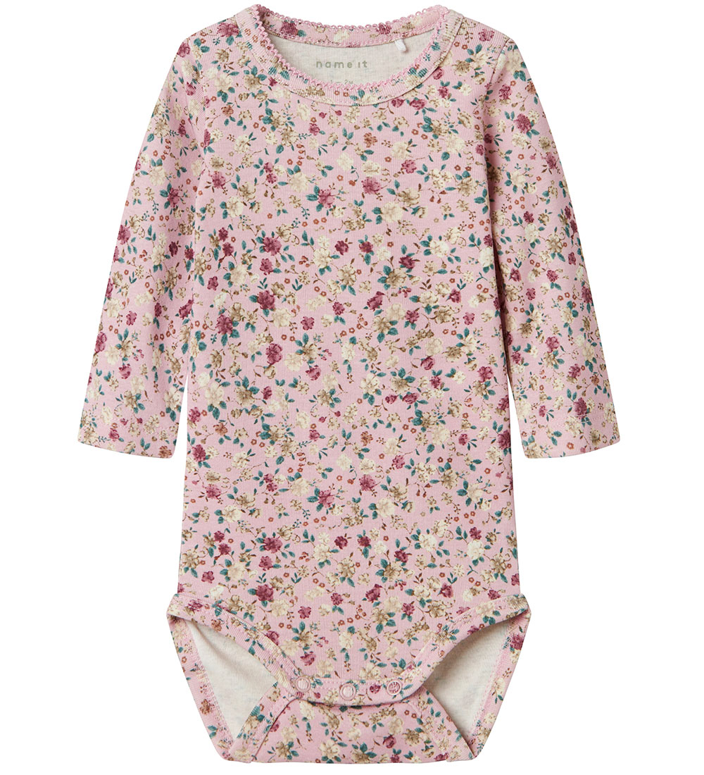 Name It Sæt - Leggings/Body l/æ - NbfSolla - Corsage m. Blomster