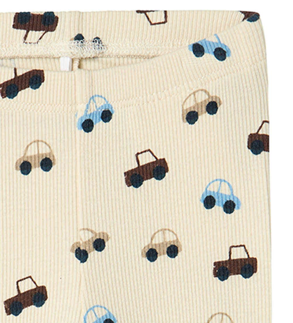 Name It Leggings - Rib - NbmSacar - Summer Sand m. Biler