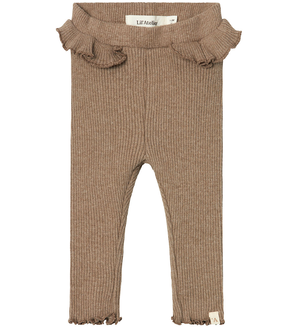 Lil Atelier Leggings - Rib - NbfSophia - Shitake