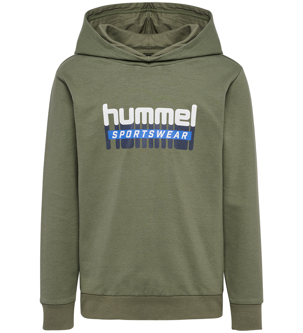 Hummel Hættetrøje - hmlTukas - Dusty Olive m. Print