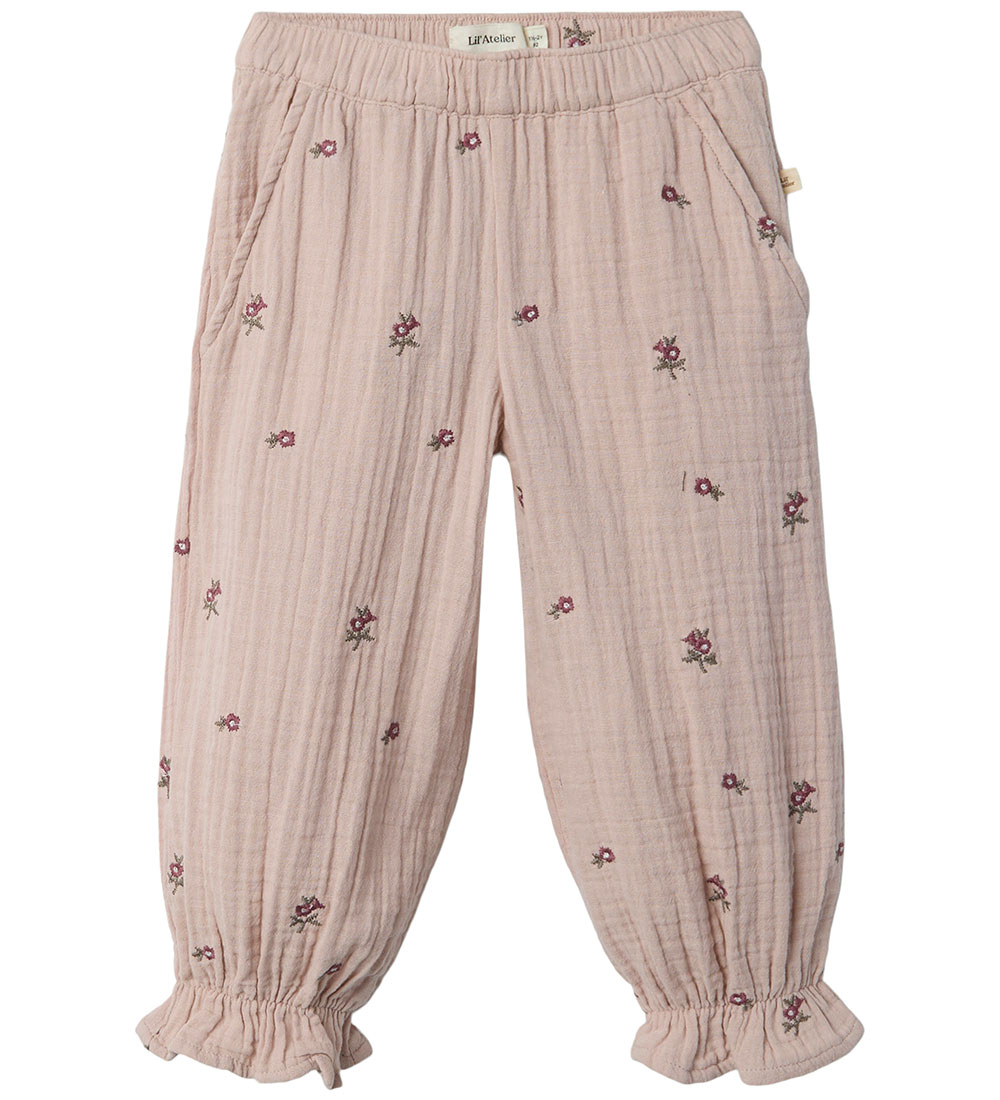 Lil' Atelier Bukser - Musselin - NmfTamina - Shadow Grey m. Blom