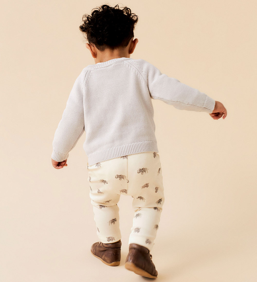 Lil' Atelier Bukser - Rib - NbmGavo - Turtledove m. Print
