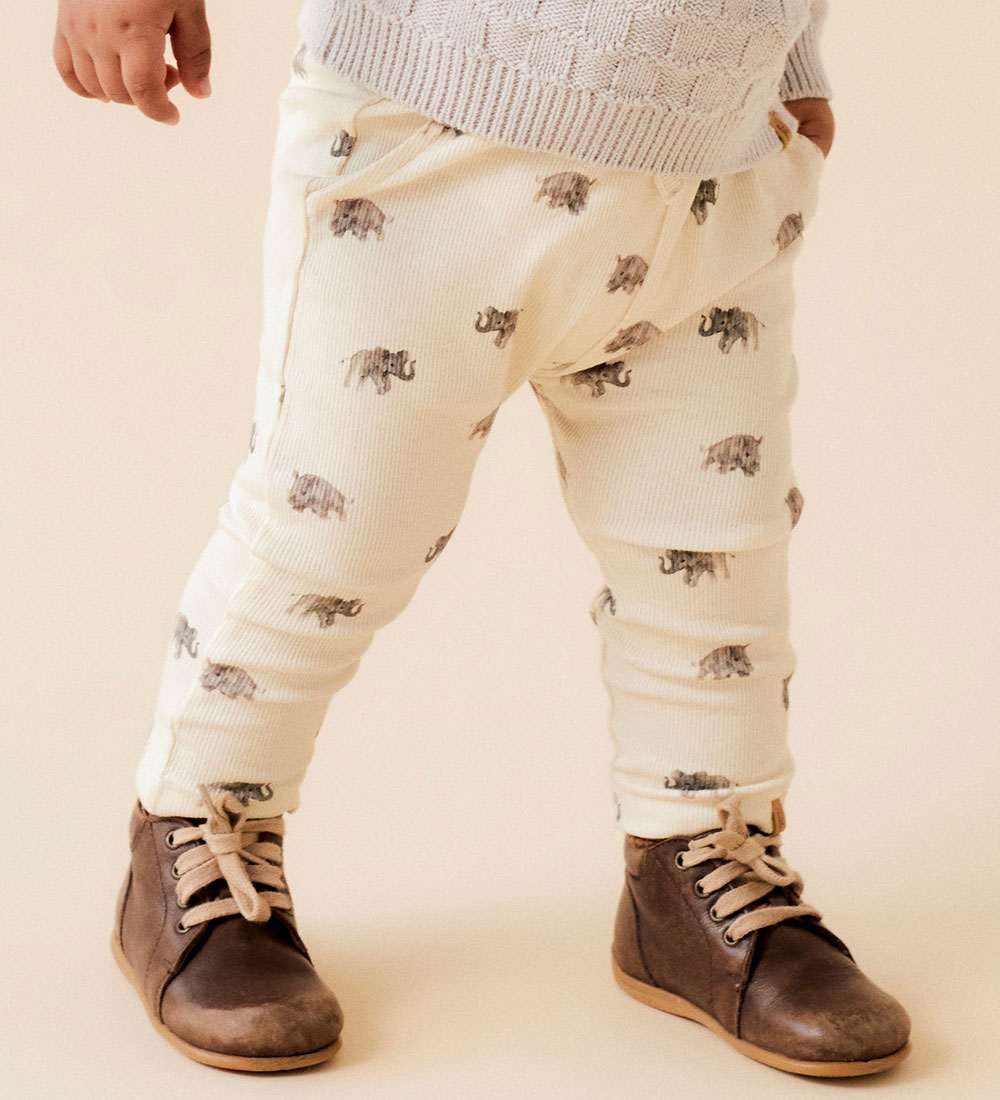 Lil' Atelier Bukser - Rib - NbmGavo - Turtledove m. Print