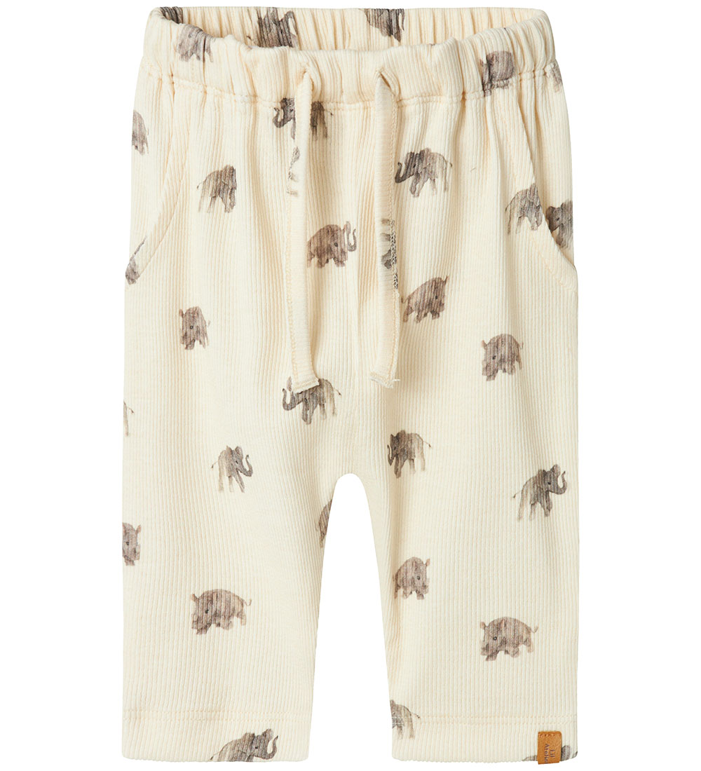 Lil' Atelier Bukser - Rib - NbmGavo - Turtledove m. Print