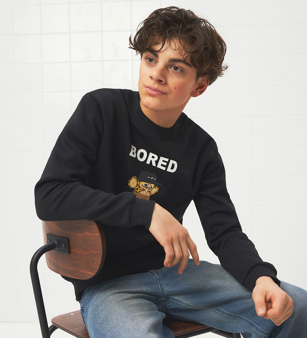 LMTD Sweatshirt - NlmAbrosso BoredOFD - Sort m. Print
