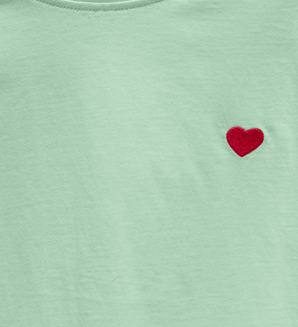 Kids Only T-Shirt - Noos - KogMaiken - Birds Egg Green m. Hjerte