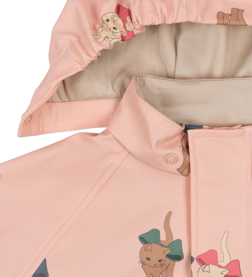 Konges Sløjd Regntøj m. Seler - PU - Palme - Bow Kitty Pink
