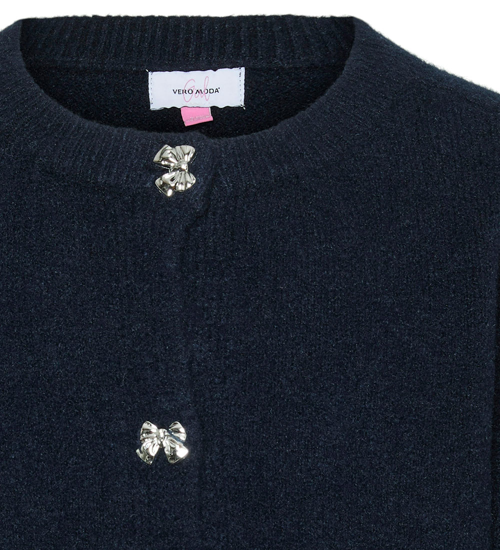 Vero Moda Girl Cardigan - Strik - VmFiona - Navy Blazer/W. MELAN