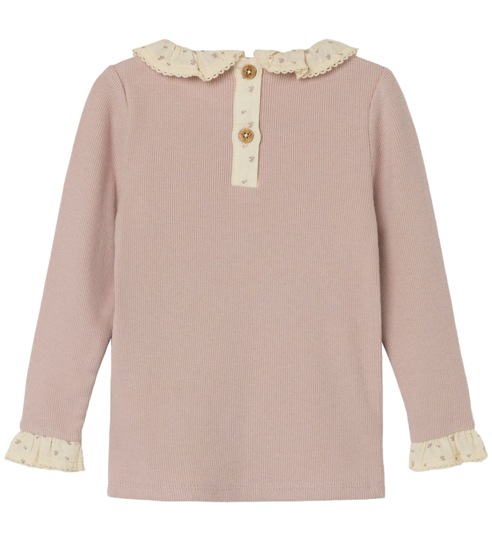 Lil' Atelier Bluse - Rib - NmfTrine - Shadow Gray m. Flæser