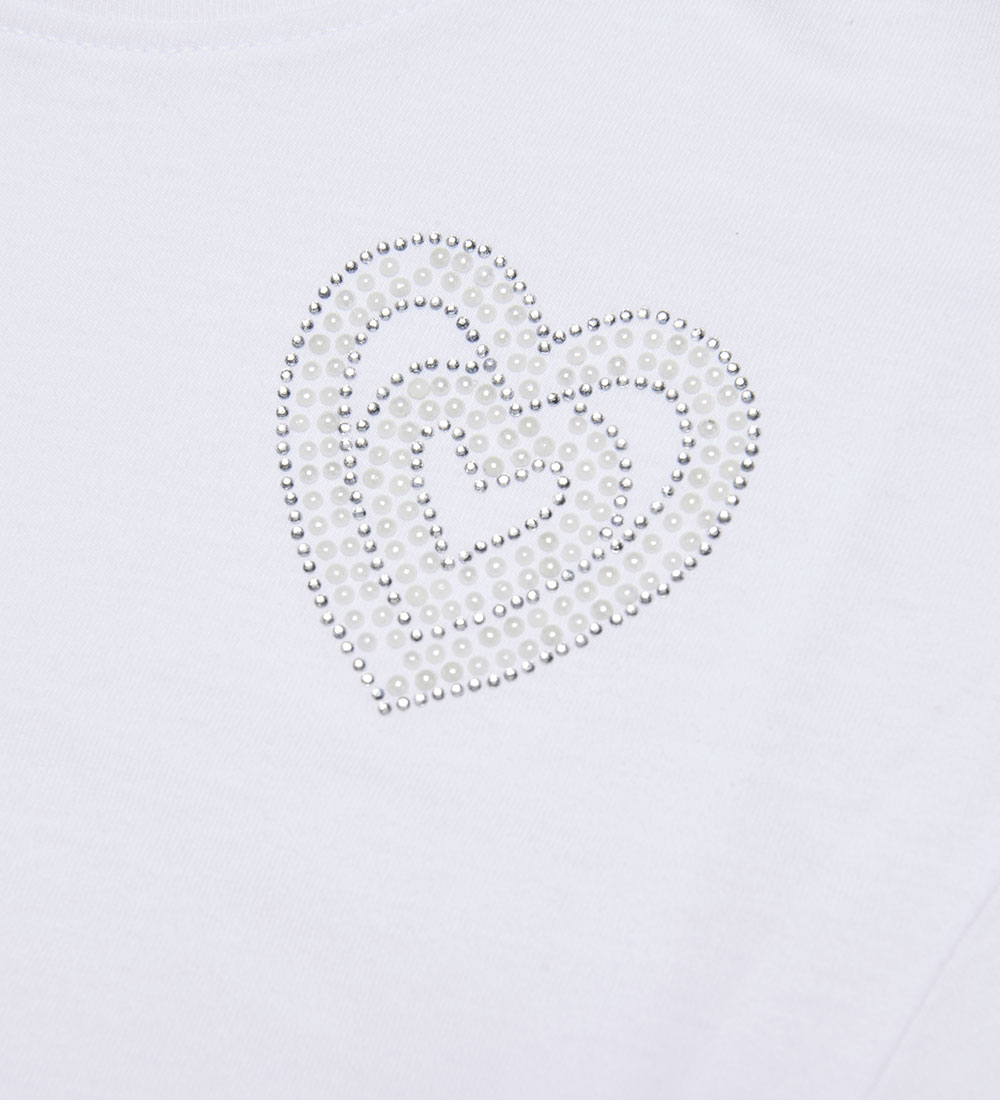 Kids Only T-shirt - KogAntonia - Bright White/Rhinestone Bow