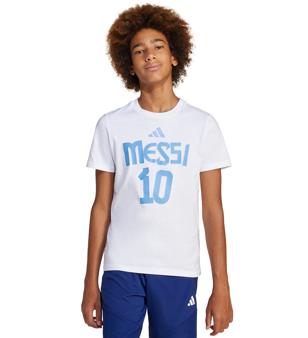 adidas Performance T-shirt - Y Messi N&N G T - Hvid m. Print