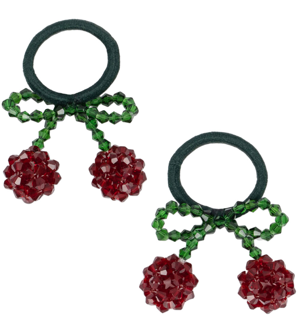 Konges Sløjd Hårelastikker - 2-pak - Cherry - Rød/Glitter