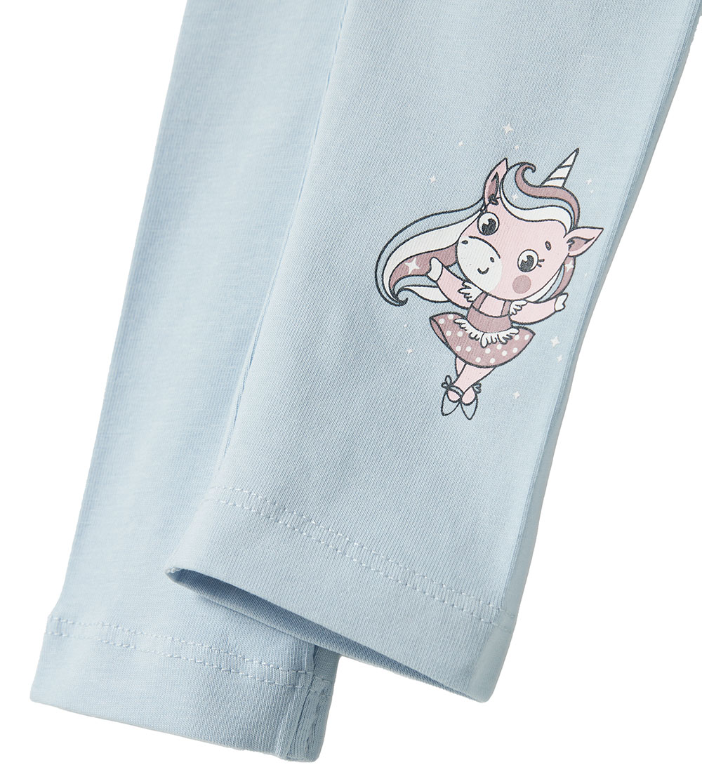 Name It Leggings - NmfVivian - Subdued Blue/Unicorns