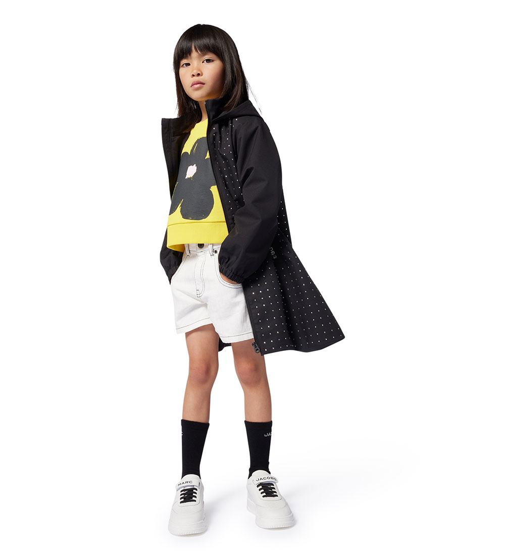 Little Marc Jacobs Sweatshirt - Cropped - Gul/Sort m. Blomst