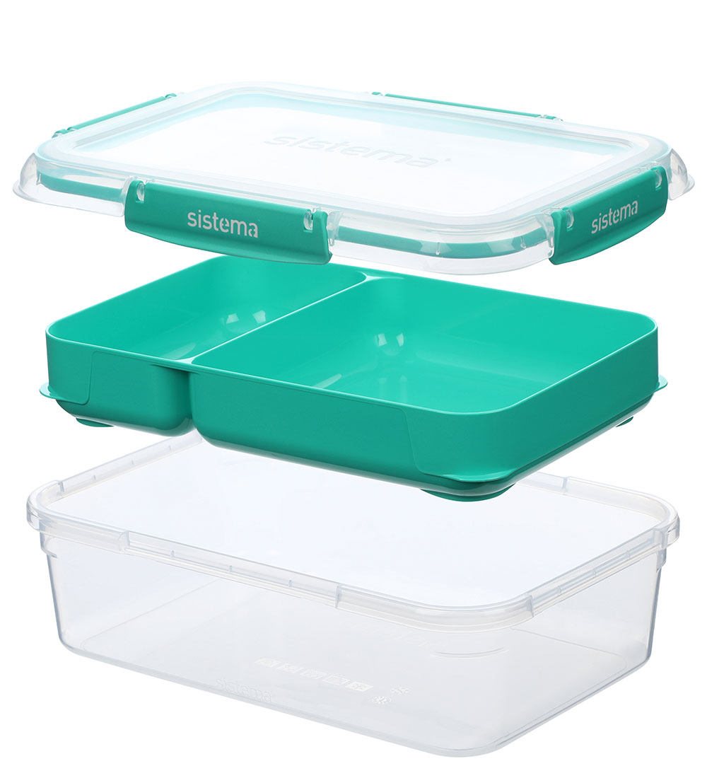 Sistema Madkasser - 3-pak - 1L Rectangle Stax - Blå/Turkis