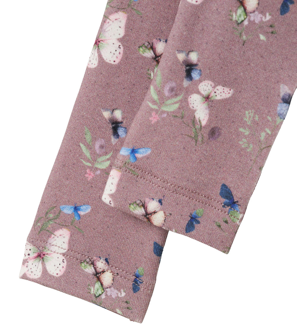 Name It Leggings - NbfBela - Elderberry m. Sommerfugle