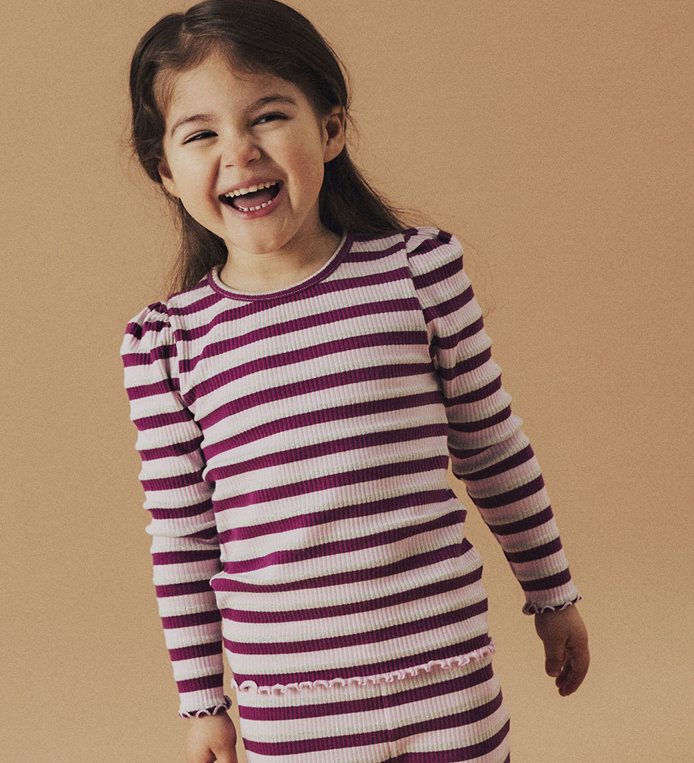 Name It Bluse - Rib - NmfBalisa - Boysenberry m. Striber/Glimmer