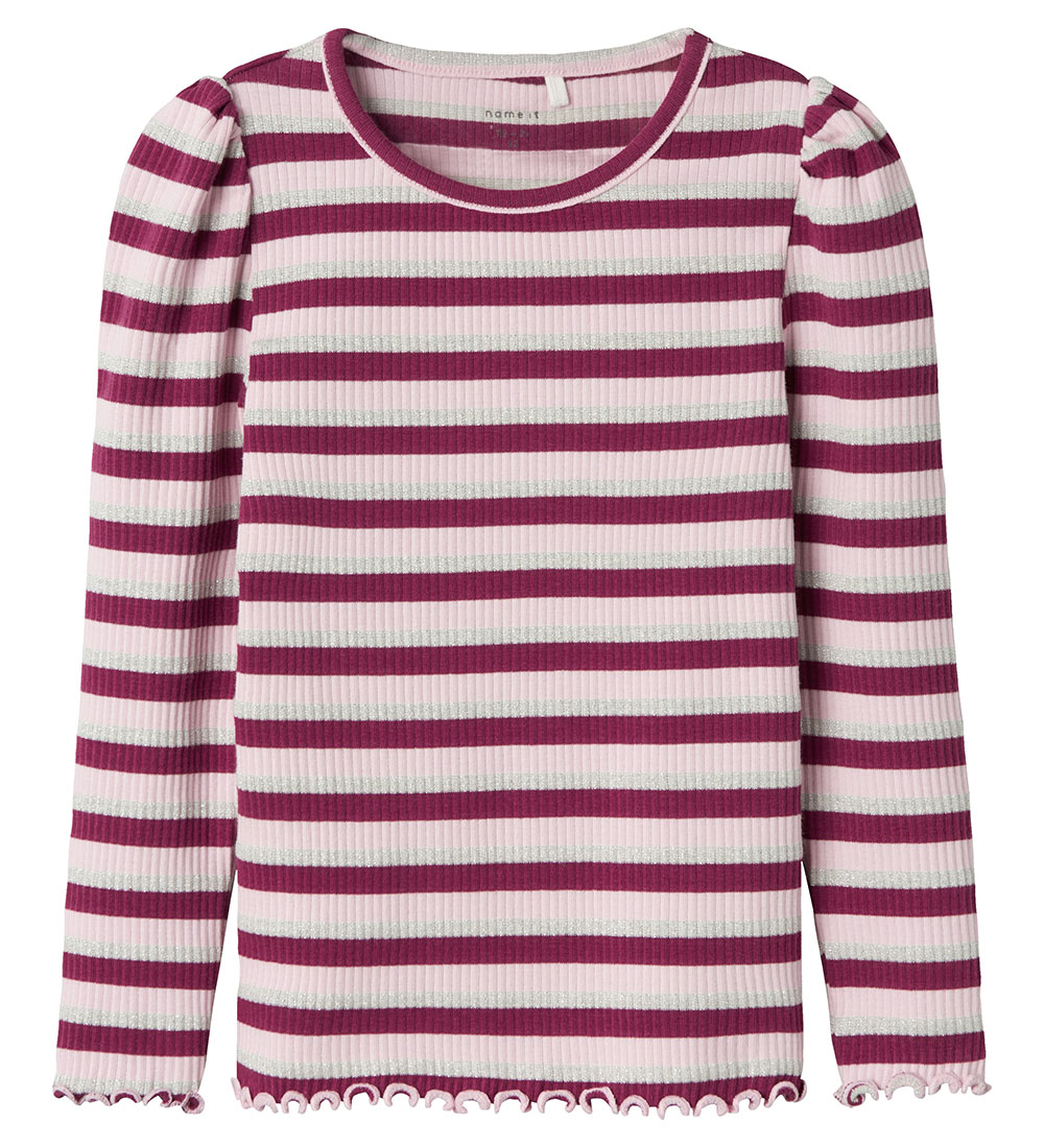 Name It Bluse - Rib - NmfBalisa - Boysenberry m. Striber/Glimmer
