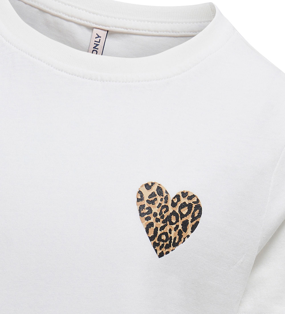 Kids Only T-shirt - KogLany - Cloud Dancer/Leo Heart