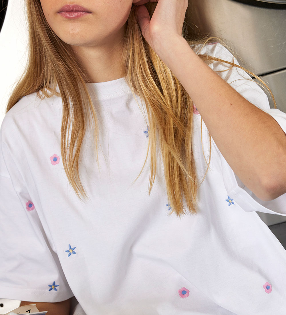 Hound T-shirt - Oversized - Hvid m. Blomster