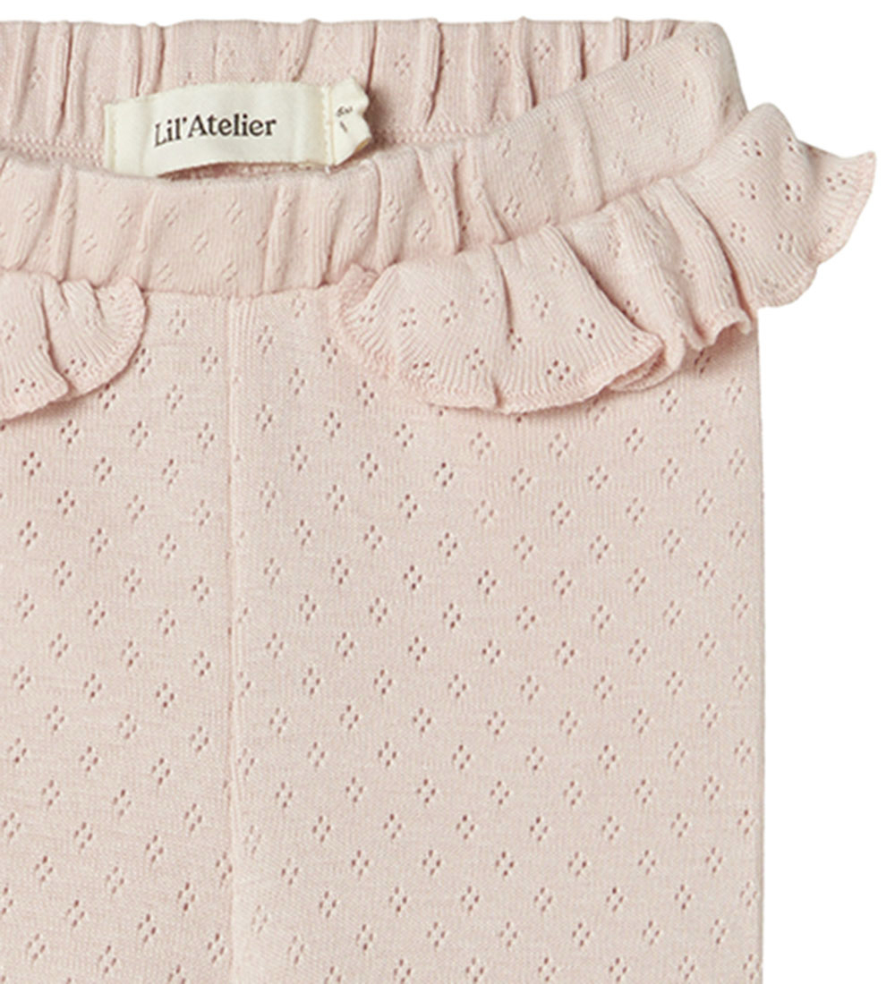 Lil' Atelier Leggings - NbfRachel - Peach Whip m. Hulmønster