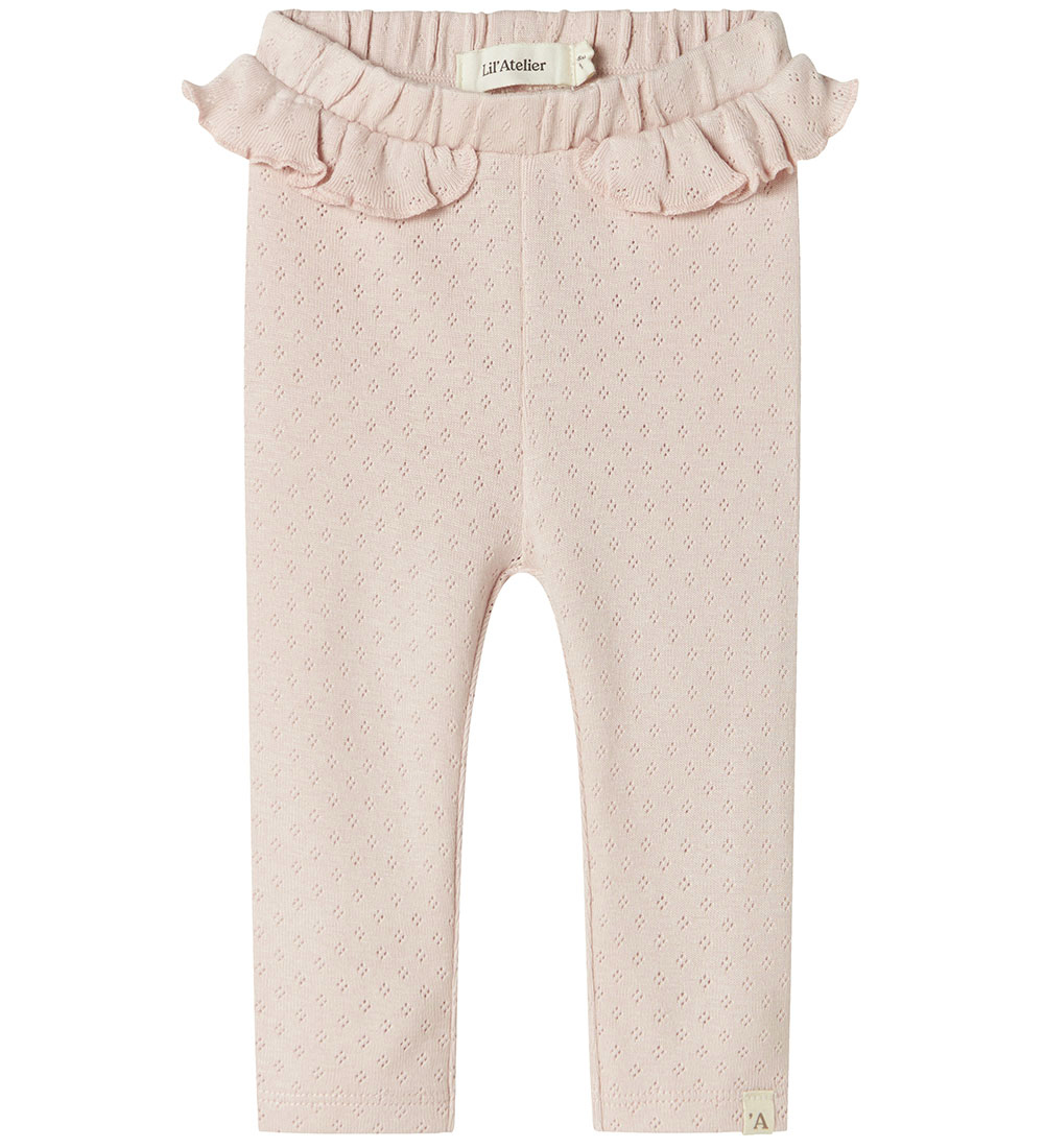 Lil' Atelier Leggings - NbfRachel - Peach Whip m. Hulmønster