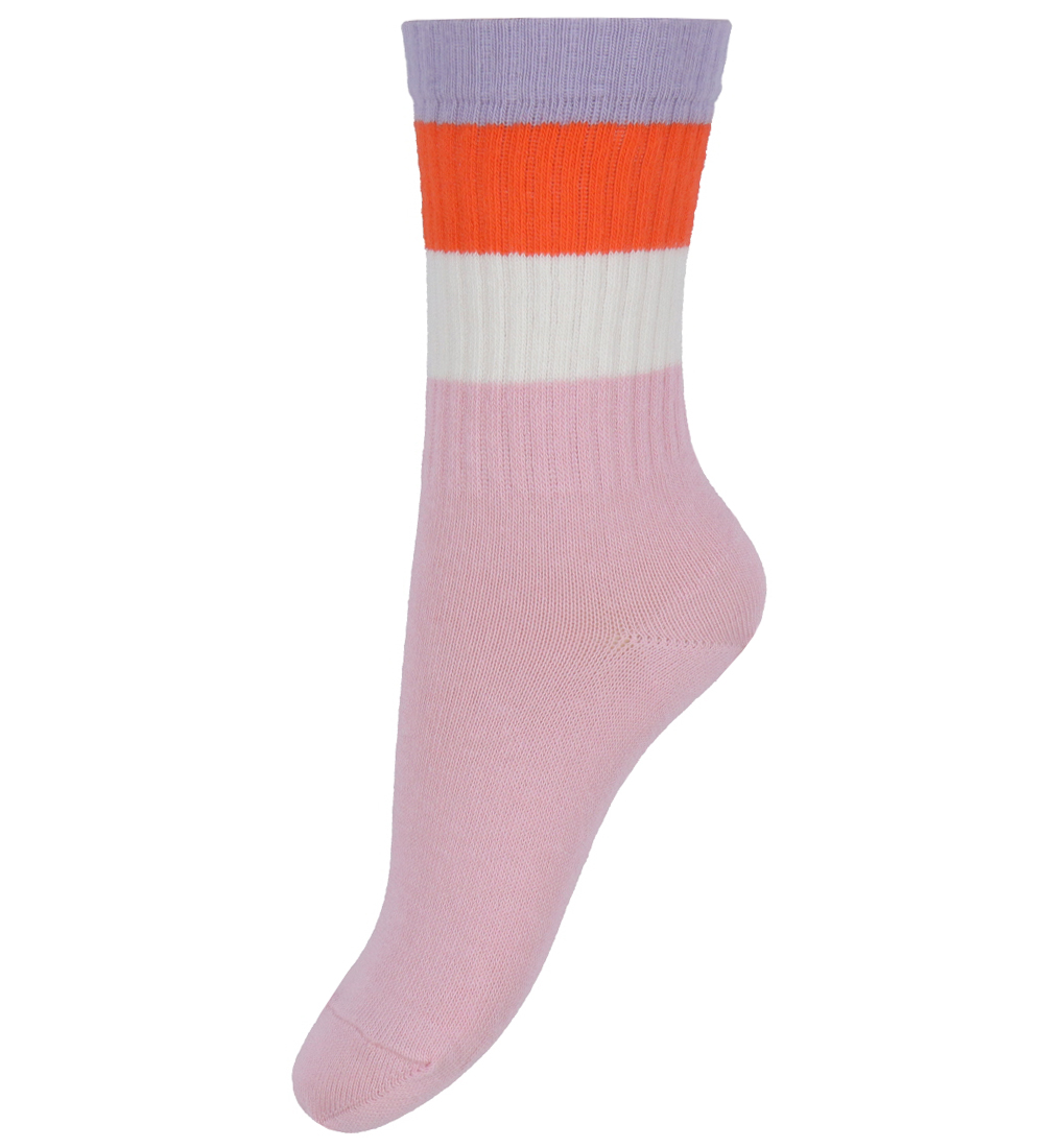 Melton Strømper - Wide Stripe - Pink Nectar