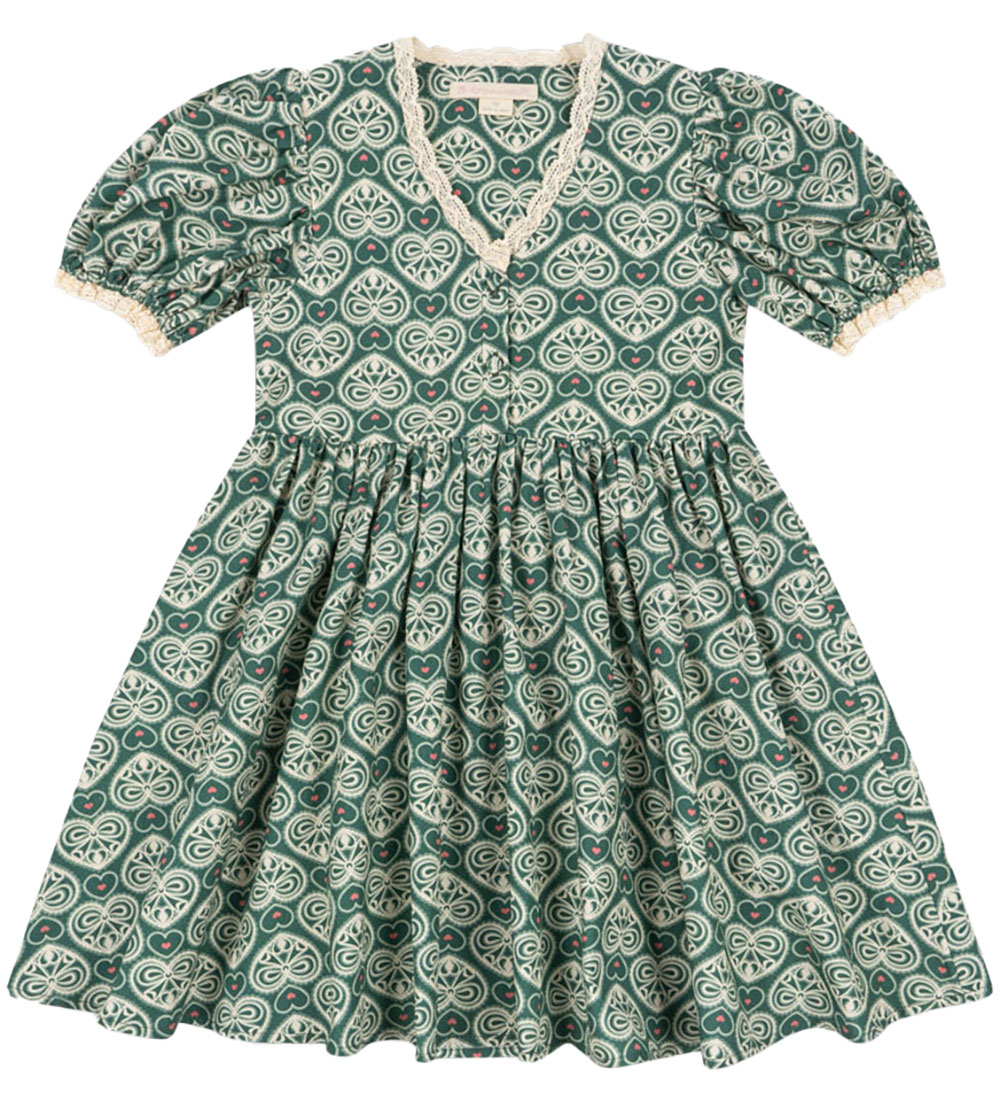 Konges Sløjd Kjole - Coeur Lace - Lacy Green m. Print