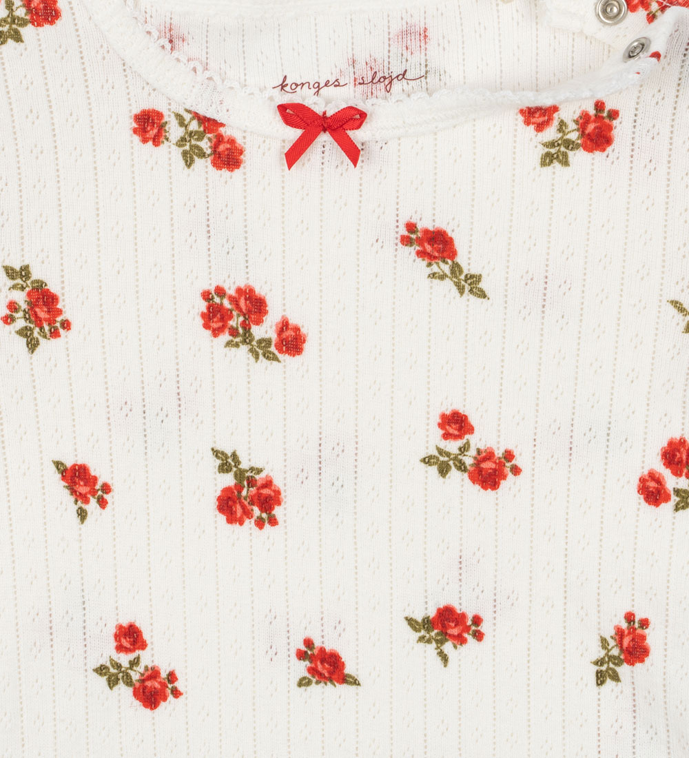 Konges Sløjd Body l/æ - Rib - Minnie - Rose Red m. Hulmønster