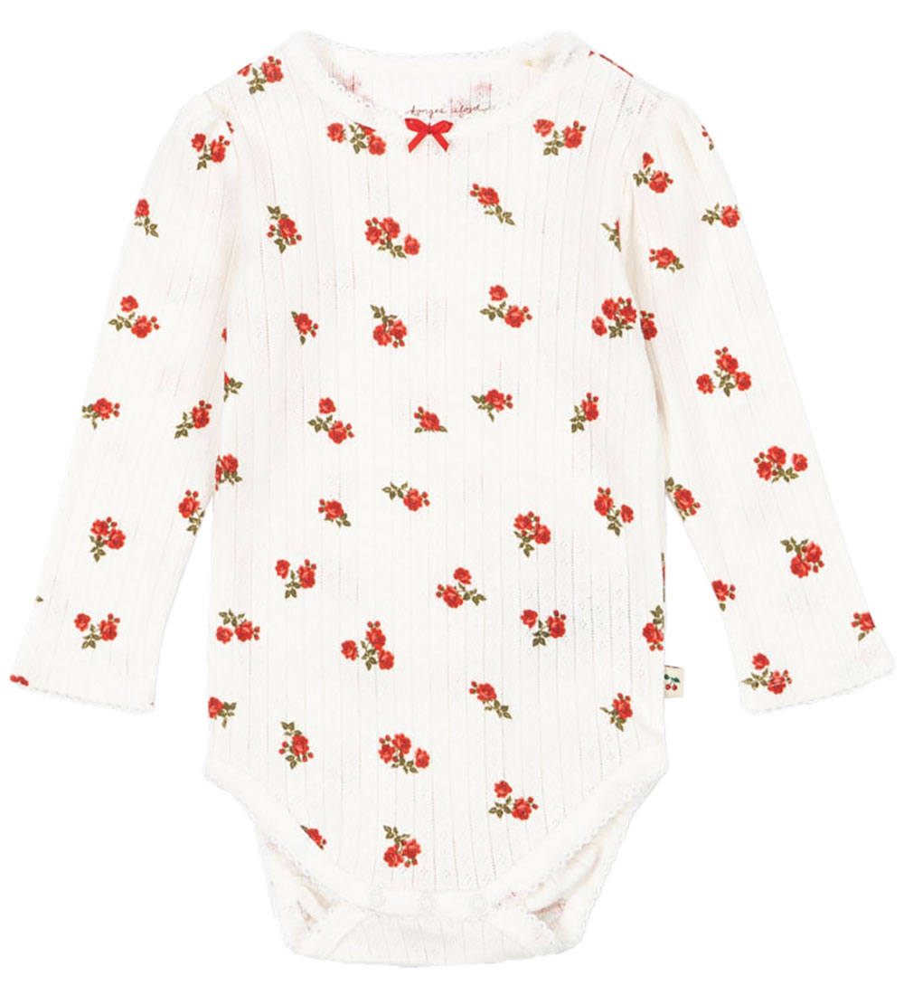 Konges Sløjd Body l/æ - Rib - Minnie - Rose Red m. Hulmønster