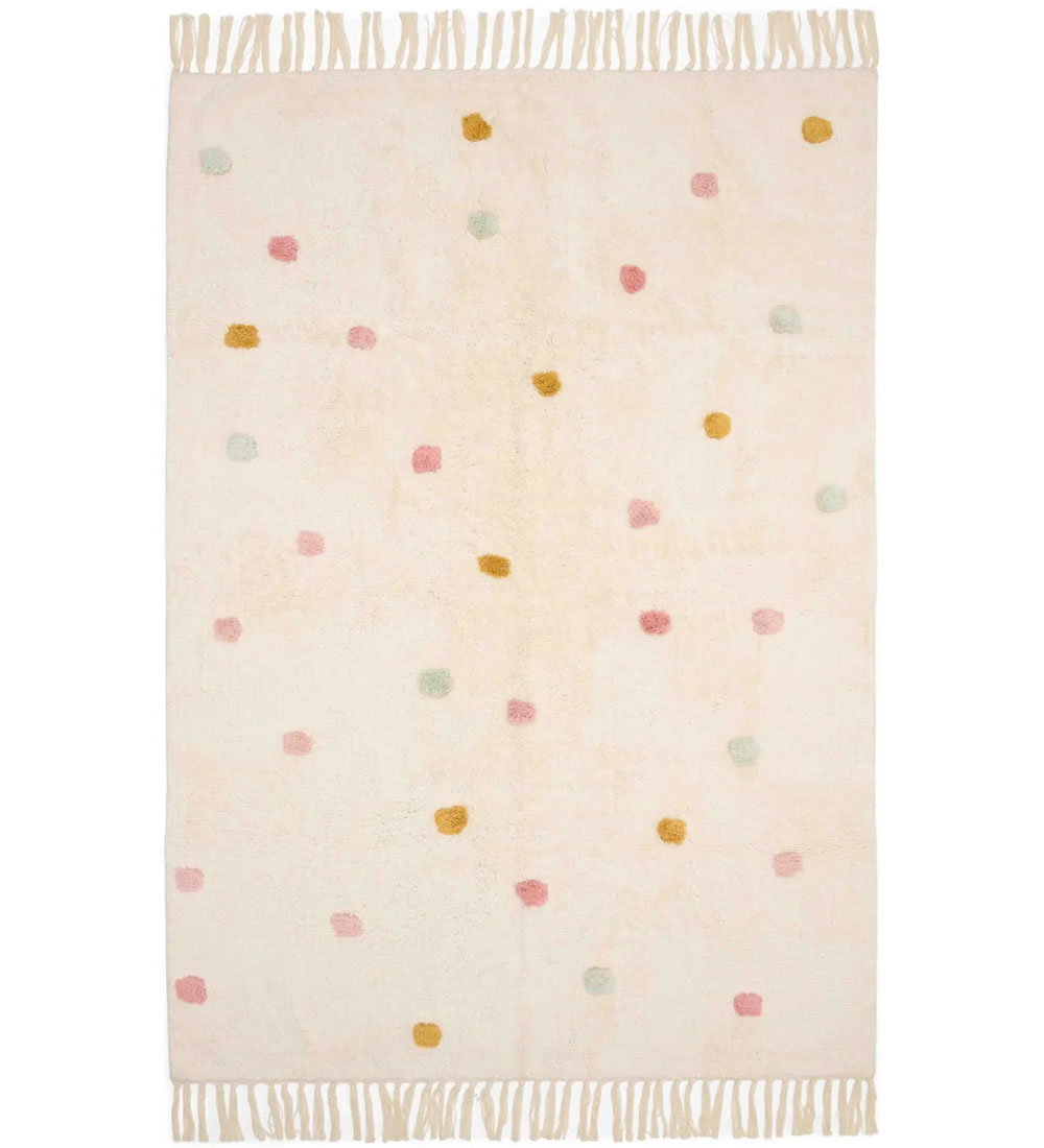 Little Dutch Gulvtæppe - 120x170 cm - Beige m. Pink Prikker