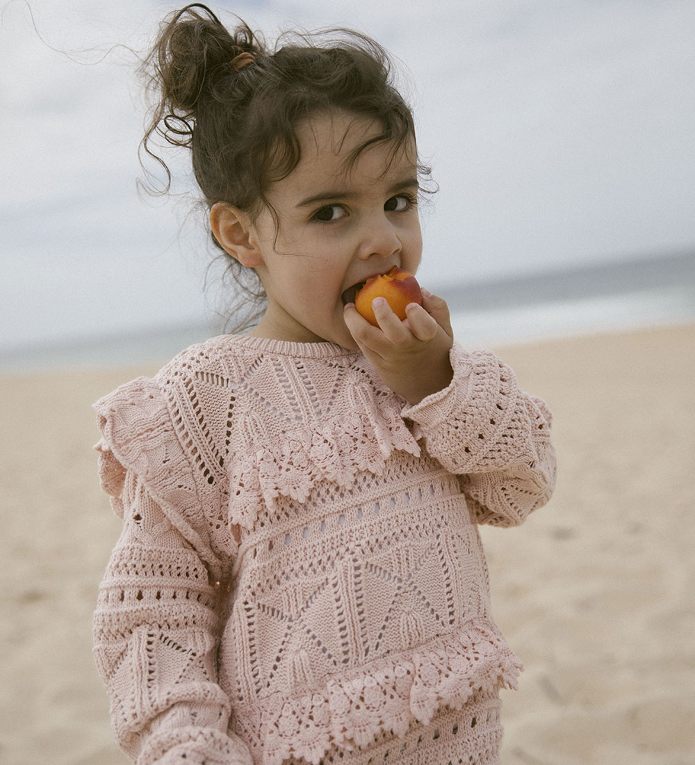 Lil Atelier Bluse - NmfDamia - Strik - Peach Whip m. Hulmønster