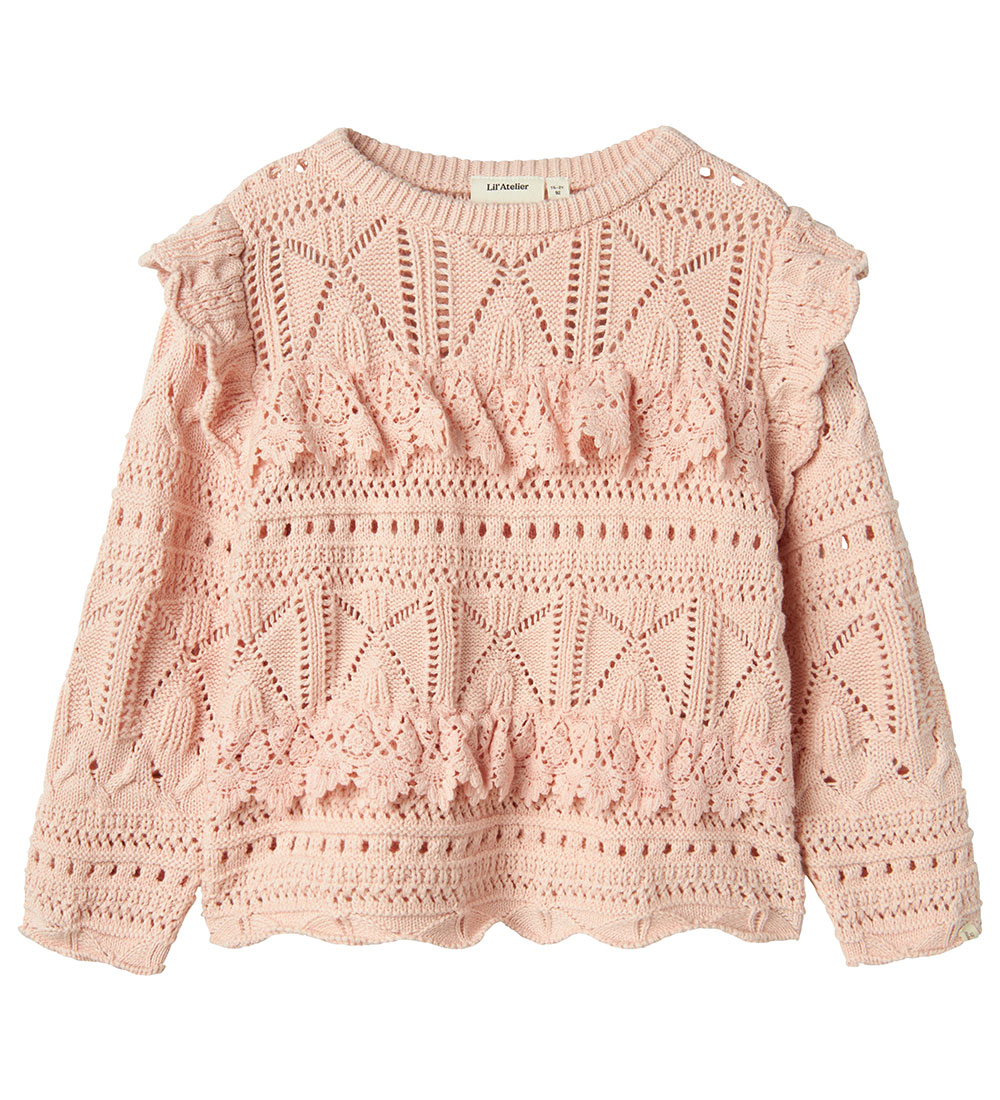 Lil Atelier Bluse - NmfDamia - Strik - Peach Whip m. Hulmønster