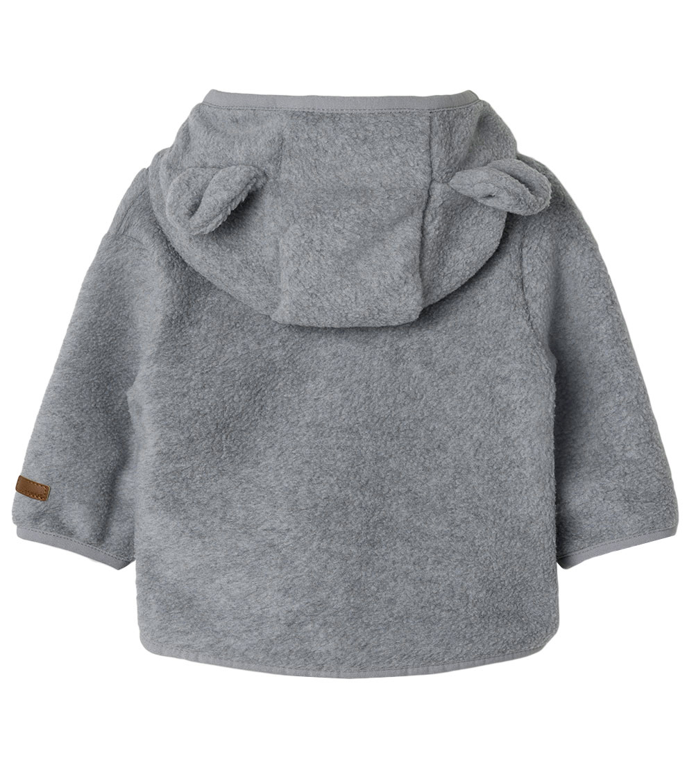 Name It Fleecejakke - NbnMeeko - Grey Melange m. Ører