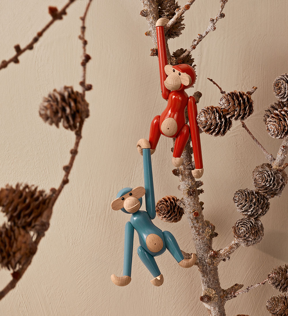 Kaj Bojesen Træfigur - Abe - Mini - Vintage Blå