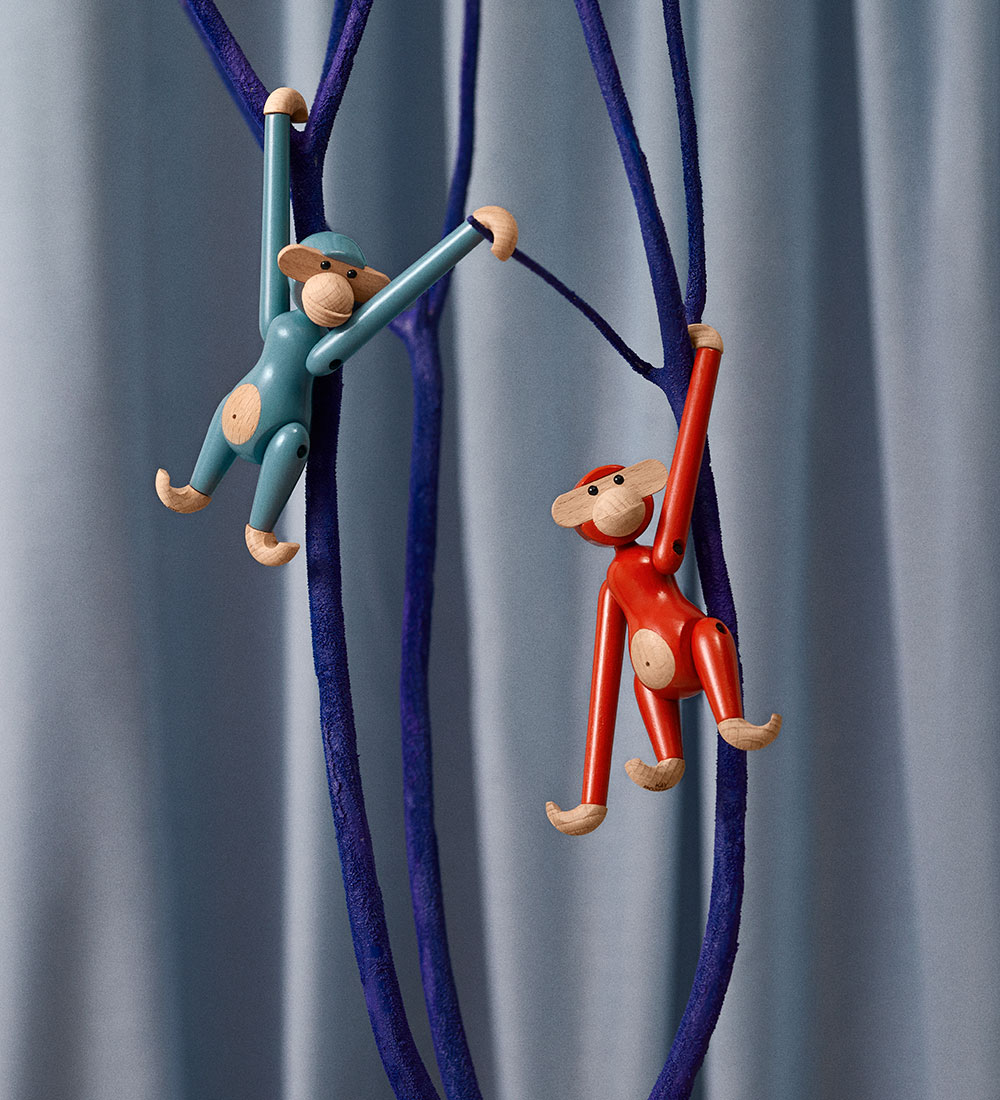 Kaj Bojesen Træfigur - Abe - Mini - Vintage Blå