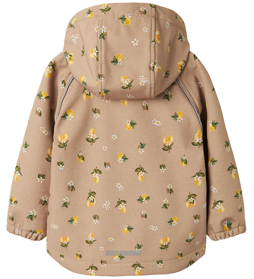 Name It Softshelljakke m. Fleece - NmfAlfa08 - Light Taupe/Lemon