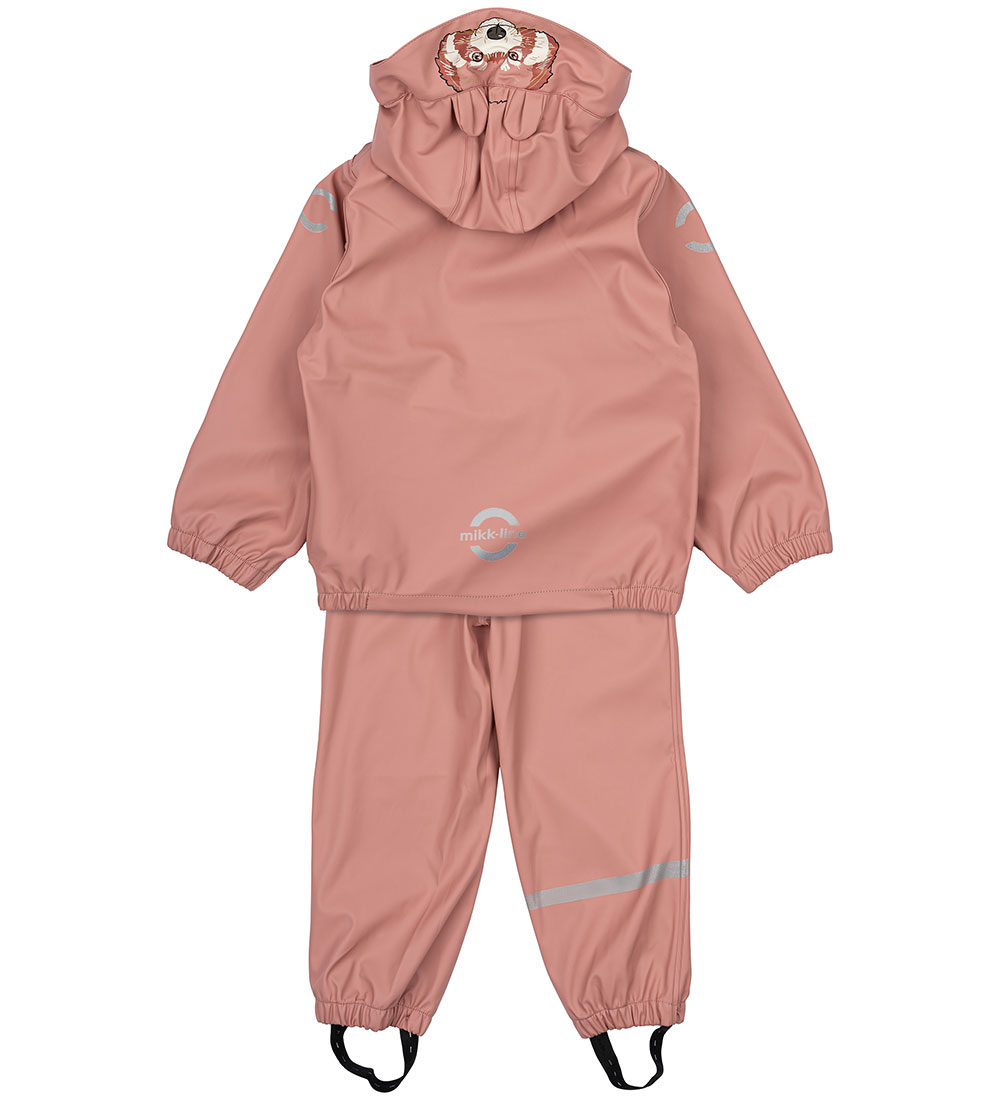 Mikk-Line Regntøj m. Seler - Pu - Animal - Ash Rose