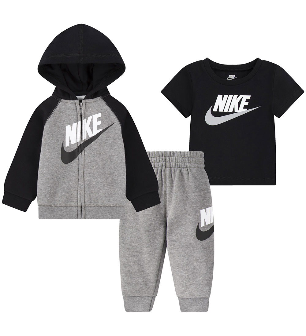Nike Sæt - Cardigan/Sweatpants/T-shirt - Carbon Heather